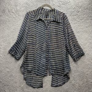 Clara Sun Woo Women's Medium‎ Blouse Sheer Long Sleeves Flowy Casual